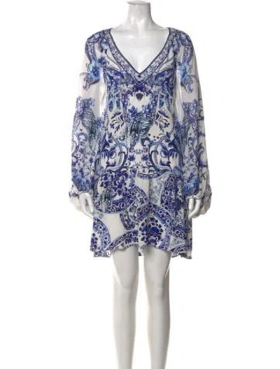 Pre-owned Camilla Silk Mini Dress In Blue