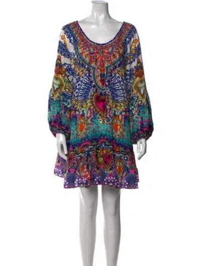 Pre-owned Camilla Silk Mini Dress In Blue