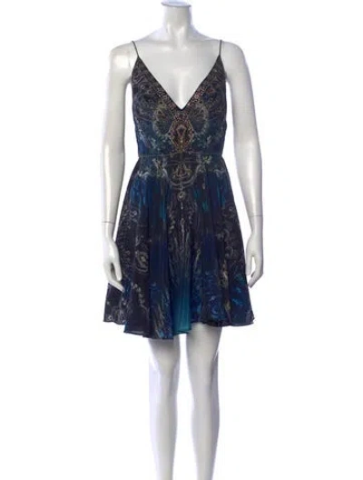 Pre-owned Camilla Silk Mini Dress In Blue