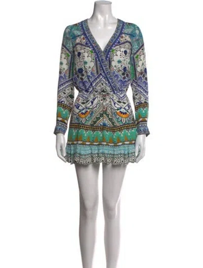 Pre-owned Camilla Silk Mini Dress In Blue