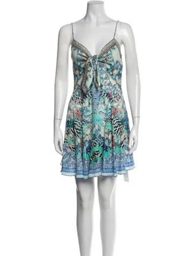 Pre-owned Camilla Silk Mini Dress In Blue