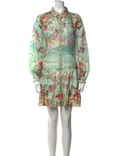 Pre-owned Camilla Silk Mini Dress In Blue