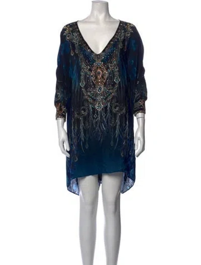 Pre-owned Camilla Silk Mini Dress In Blue