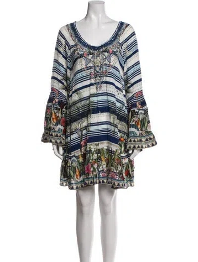 Pre-owned Camilla Silk Mini Dress In Blue/white