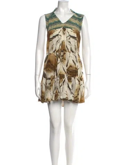 Pre-owned Camilla Silk Mini Dress In Brown