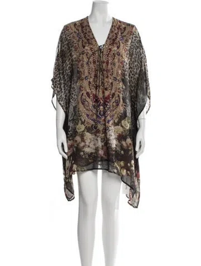 Pre-owned Camilla Silk Mini Dress In Brown