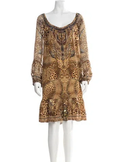 Pre-owned Camilla Silk Mini Dress In Brown