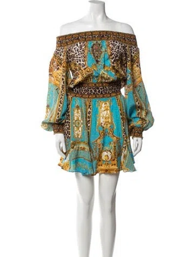 Pre-owned Camilla Silk Mini Dress In Gold