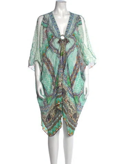 Pre-owned Camilla Silk Mini Dress In Green