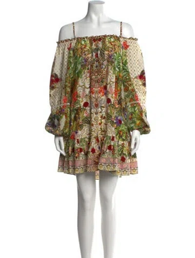 Pre-owned Camilla Silk Mini Dress In Green