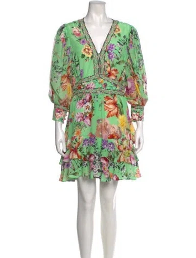 Pre-owned Camilla Silk Mini Dress In Green