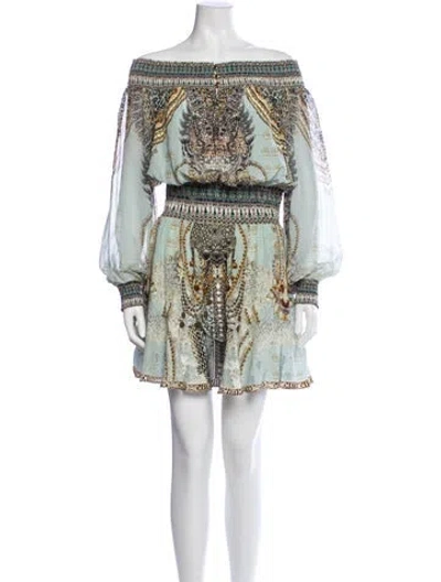 Pre-owned Camilla Silk Mini Dress In Green