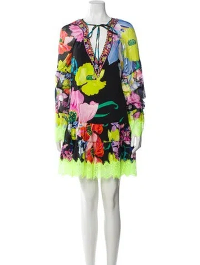 Pre-owned Camilla Silk Mini Dress In Green