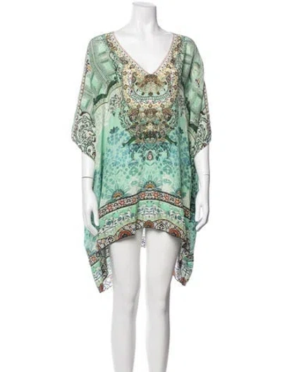 Pre-owned Camilla Silk Mini Dress In Green
