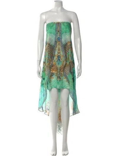 Pre-owned Camilla Silk Mini Dress In Green