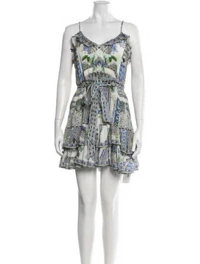 Pre-owned Camilla Silk Mini Dress In Green