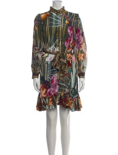 Pre-owned Camilla Silk Mini Dress In Green