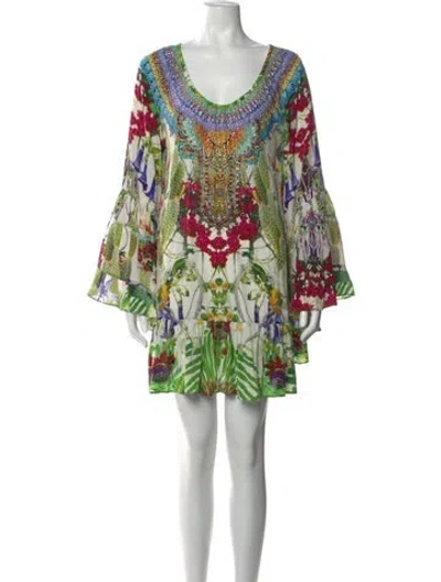Pre-owned Camilla Silk Mini Dress In Green