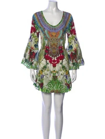Pre-owned Camilla Silk Mini Dress In Green