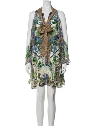 Pre-owned Camilla Silk Mini Dress In Green