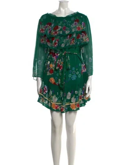 Pre-owned Camilla Silk Mini Dress In Green
