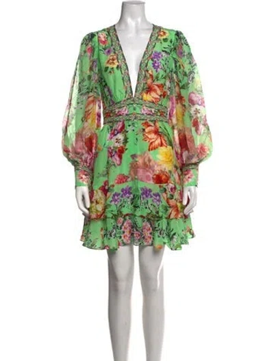 Pre-owned Camilla Silk Mini Dress In Green