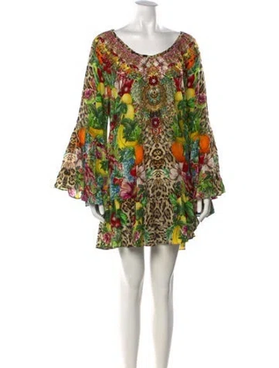 Pre-owned Camilla Silk Mini Dress In Green