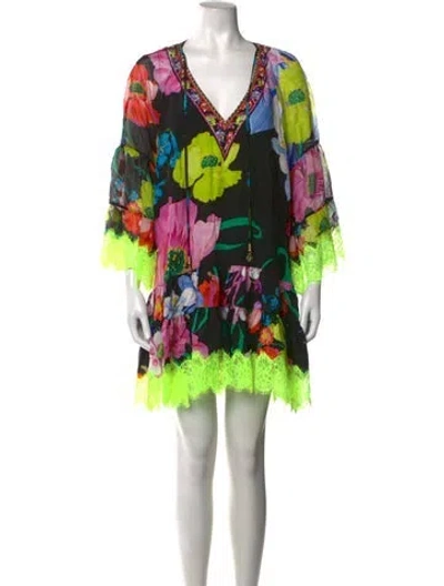 Pre-owned Camilla Silk Mini Dress In Green