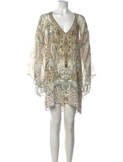 Pre-owned Camilla Silk Mini Dress In Green/neutrals