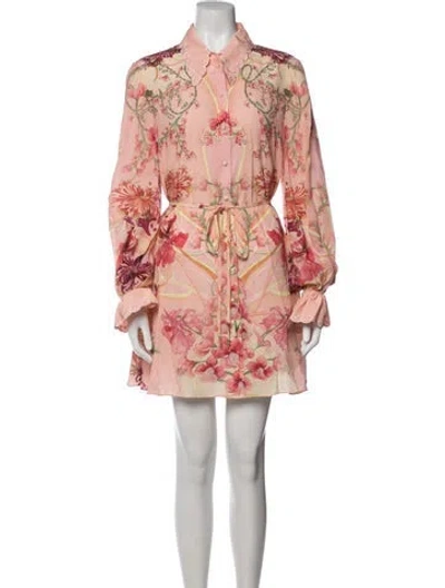Pre-owned Camilla Silk Mini Dress In Green/pink
