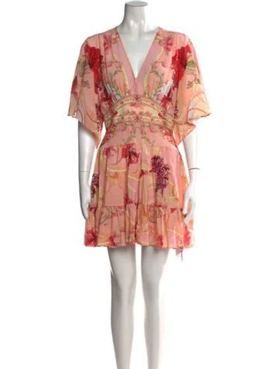 Pre-owned Camilla Silk Mini Dress In Green/pink