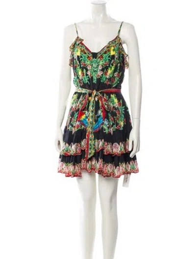Pre-owned Camilla Silk Mini Dress In Multi