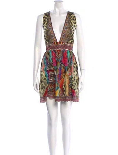 Pre-owned Camilla Silk Mini Dress In Neutral