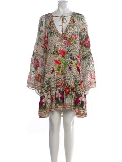 Pre-owned Camilla Silk Mini Dress In Neutral