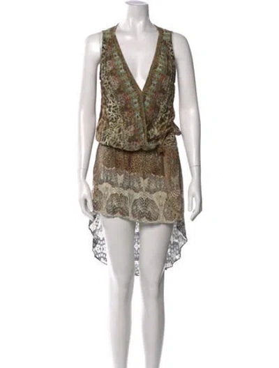 Pre-owned Camilla Silk Mini Dress In Neutral