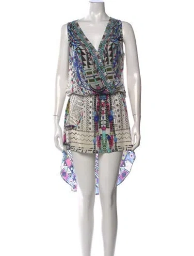Pre-owned Camilla Silk Mini Dress In Neutral