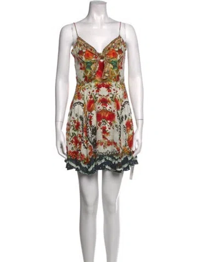 Pre-owned Camilla Silk Mini Dress In Neutral