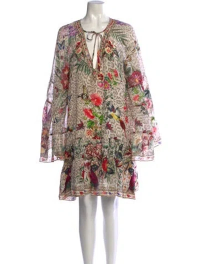 Pre-owned Camilla Silk Mini Dress In Neutrals