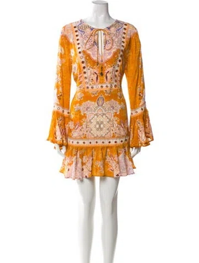 Pre-owned Camilla Silk Mini Dress In Orange