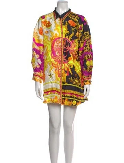 Pre-owned Camilla Silk Mini Dress W/ Tags In Black/yellow