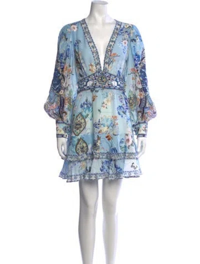 Pre-owned Camilla Silk Mini Dress W/ Tags In Blue