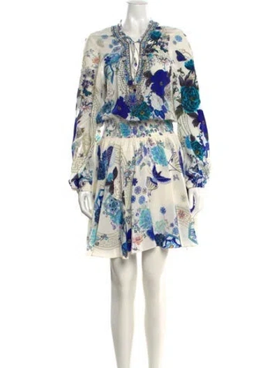 Pre-owned Camilla Silk Mini Dress In White