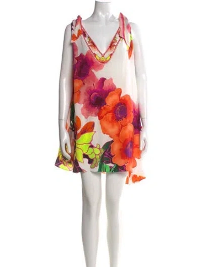 Pre-owned Camilla Silk Mini Dress In White