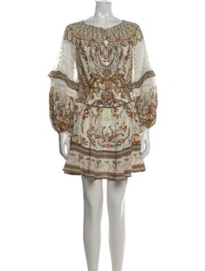 Pre-owned Camilla Silk Mini Dress In White