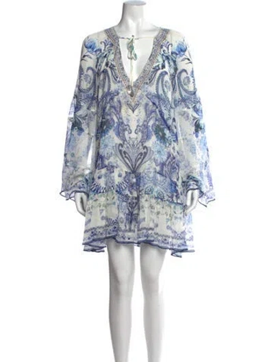 Pre-owned Camilla Silk Mini Dress In White