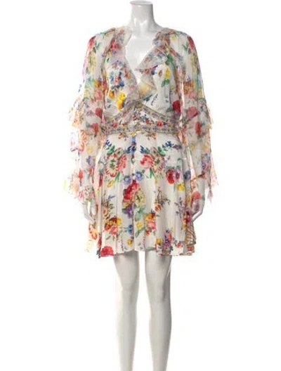 Pre-owned Camilla Silk Mini Dress In White