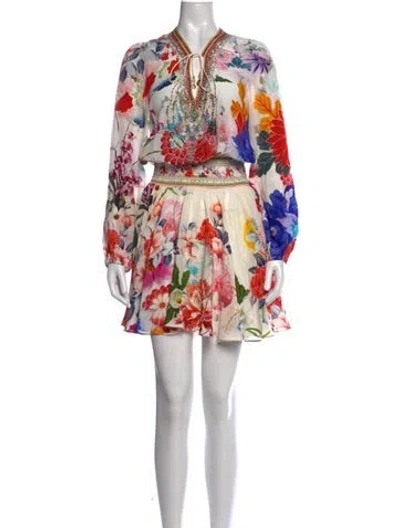 Pre-owned Camilla Silk Mini Dress In White