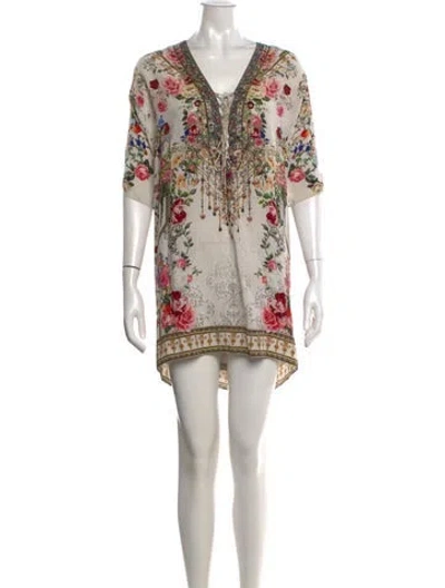 Pre-owned Camilla Silk Mini Dress In White