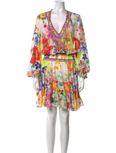 Pre-owned Camilla Silk Mini Dress In White