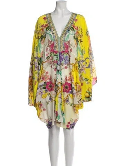 Pre-owned Camilla Silk Mini Dress In Yellow